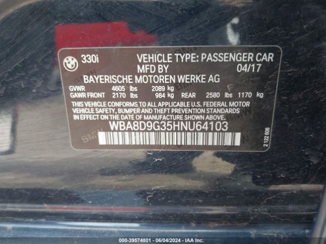 WBA8D9G35HNU64103 BMW 330i Xdrive