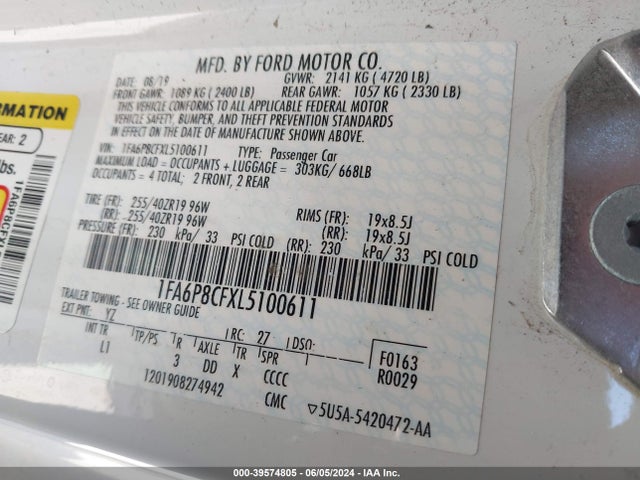 Ford Mustang Gt Premium Fastback 2020 1FA6P8CFXL5100611 Image 9