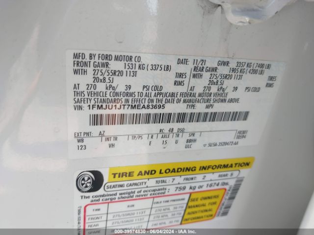 1FMJU1JT7MEA83695 Ford Expedition Xlt