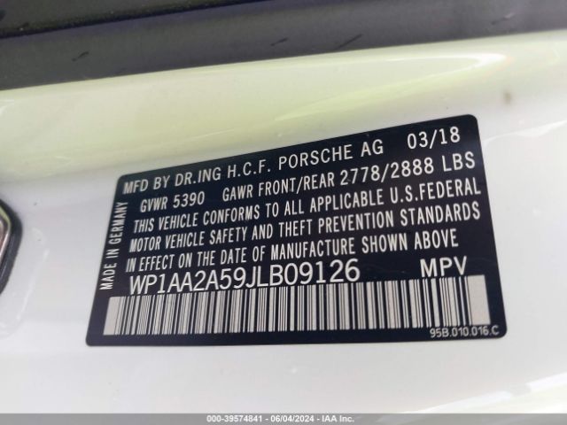 WP1AA2A59JLB09126 Porsche Macan Sport Edition