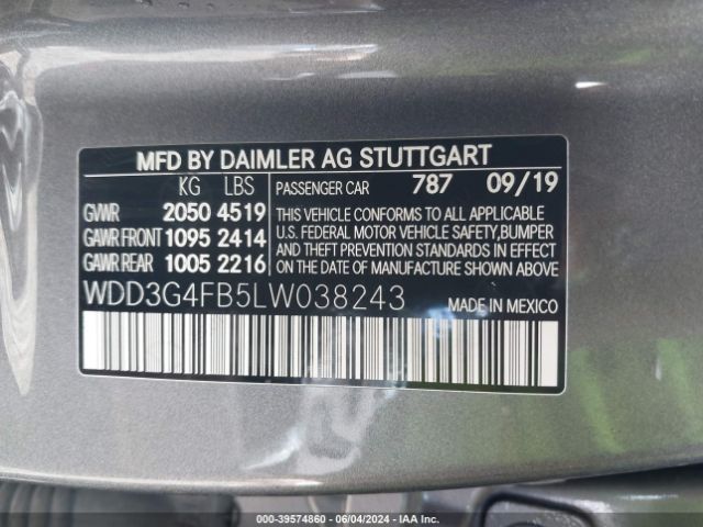 WDD3G4FB5LW038243 Mercedes-Benz A 220 4matic