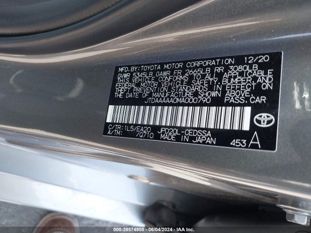 Toyota Mirai Xle 2021 JTDAAAAA0MA000790 Image 9