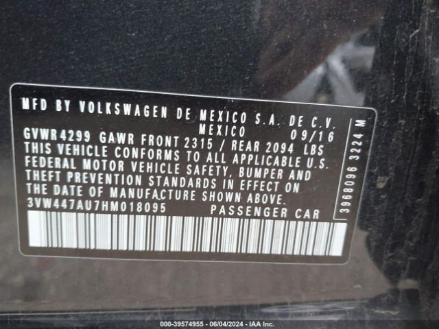 3VW447AU7HM018095 Volkswagen Golf Gti Autobahn 4-door/s 4-door/se 4-door/sport 4-door