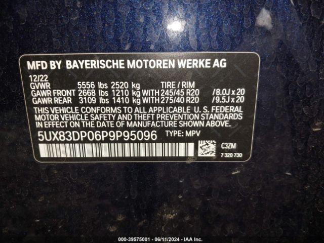 5UX83DP06P9P95096 BMW X3 M40i