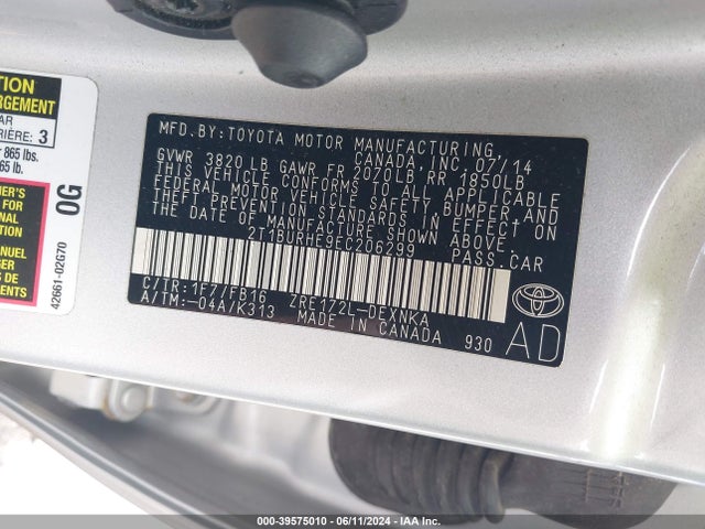Toyota Corolla Le Plus 2014 2T1BURHE9EC206299 Image 9