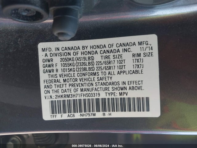 Honda Cr-v Ex-l 2015 2HKRM3H71FH503319 Image 9