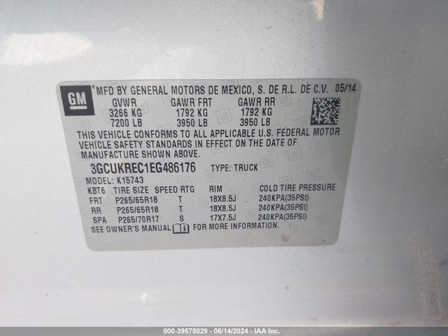 Chevrolet Silverado 1500 1lt 2014 3GCUKREC1EG486176 Image 9