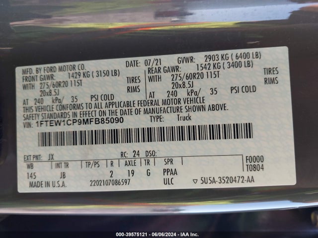 Ford F-150 Xl 2021 1FTEW1CP9MFB85090 Image 9