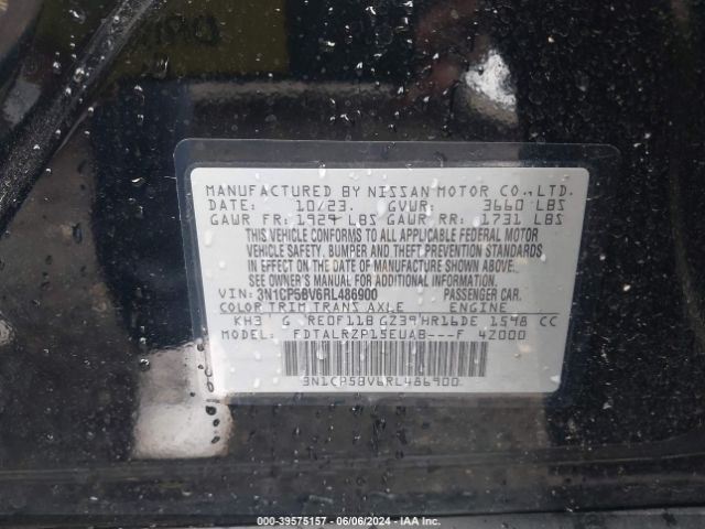 3N1CP5BV6RL486900 Nissan Kicks S Xtronic Cvt