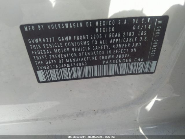 3VWD17AJ4EM434860 Volkswagen Jetta 1.8t Se