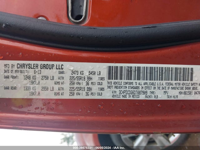 Aukcja sprzedaży 2013 Dodge Journey Crew, vin: 3C4PDCDG6DT687909, numer aukcji: 39575331