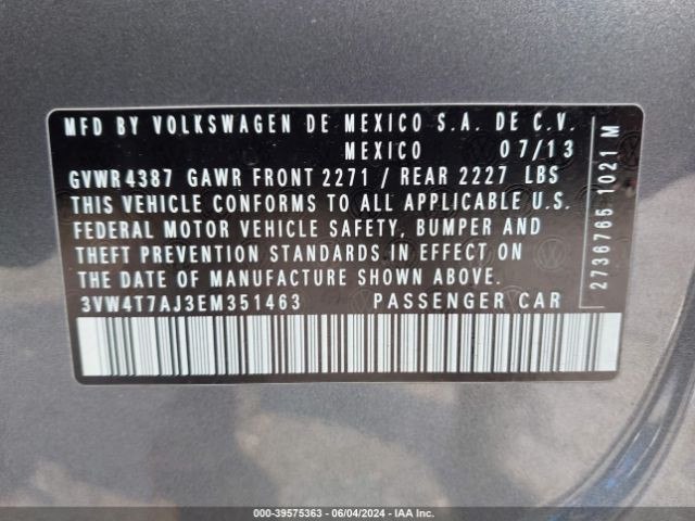 3VW4T7AJ3EM351463 Volkswagen Jetta Gli Autobahn W/nav