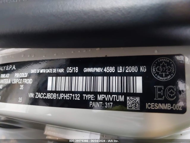 ZACCJBDB1JPH57132 Jeep Renegade Limited