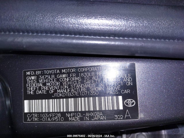 Toyota Prius C Three 2014 JTDKDTB37E1071350 Image 9
