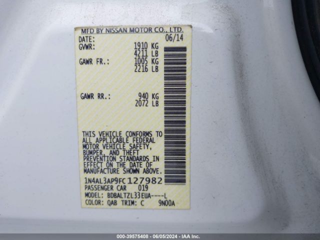 1N4AL3AP9FC127982 Nissan Altima 2.5 Sl