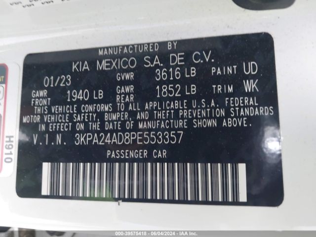 3KPA24AD8PE553357 KIA RIO LX