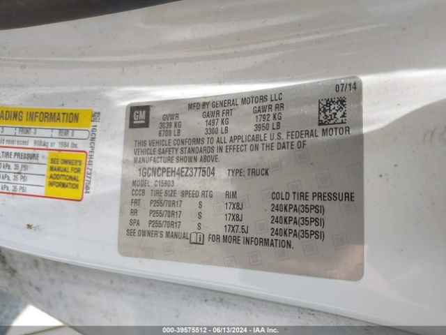 1GCNCPEH4EZ377504 Chevrolet Silverado 1500 Work Truck 1wt