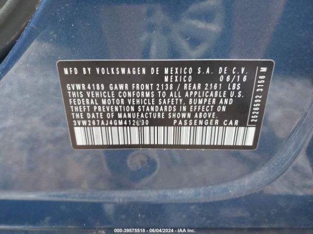 3VW267AJ4GM412630 Volkswagen Jetta 1.4t S