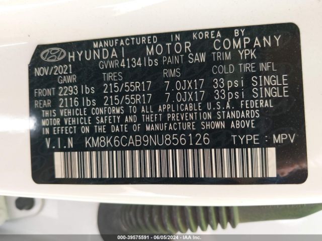 2022 HYUNDAI KONA KM8K6CAB9NU856126 Photo 8