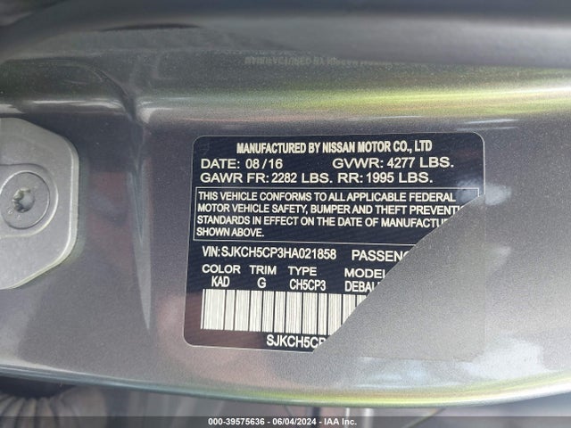 SJKCH5CP3HA021858 Infiniti Qx30 Premium