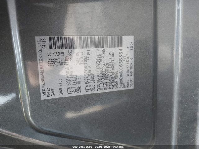 5N1DR2MM6JC658854 Nissan Pathfinder S