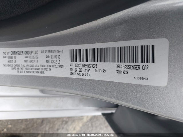 1C3CCCAB0FN603679 Chrysler 200 Limited