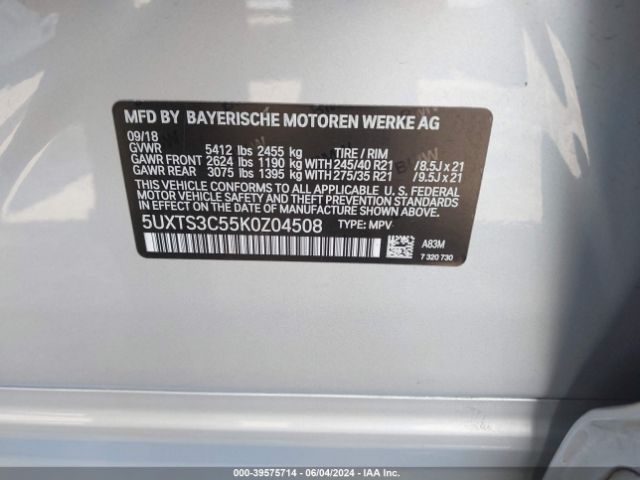 5UXTS3C55K0Z04508 BMW X3 M40i