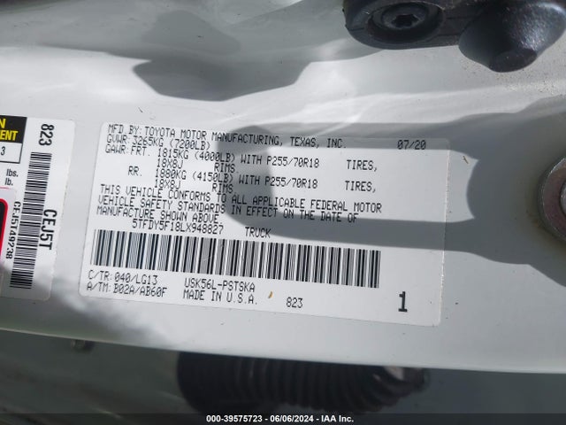 Toyota Tundra Sr5 2020 5TFDY5F18LX948827 Image 9