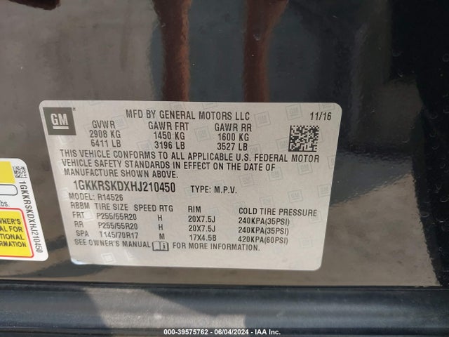 1GKKRSKDXHJ210450 GMC Acadia Limited