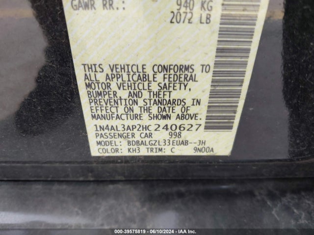 Nissan Altima 2.5 S 2017 1N4AL3AP2HC240627 Image 9