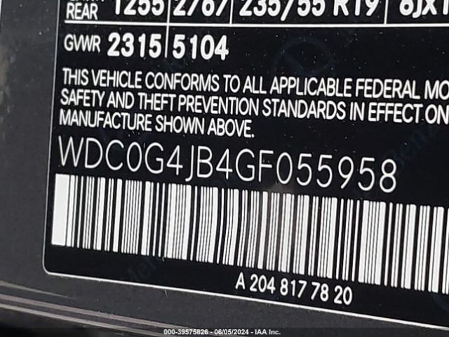 WDC0G4JB4GF055958 Mercedes-Benz GLC 300