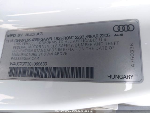 WAUC7GFF3G1060630 Audi A3 1.8t Premium