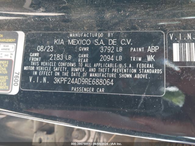 3KPF24AD9RE688064 KIA FORTE LX