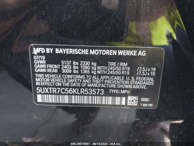 5UXTR7C56KLR53573 BMW X3 Sdrive30i