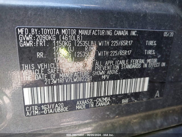 Toyota Rav4 Xle 2020 2T3W1RFV7LW082291 Image 9