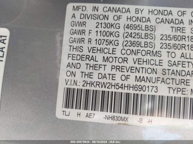 2HKRW2H54HH690173 Honda CR-V EX