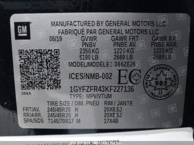 1GYFZFR43KF227136 Cadillac XT4 SPORT
