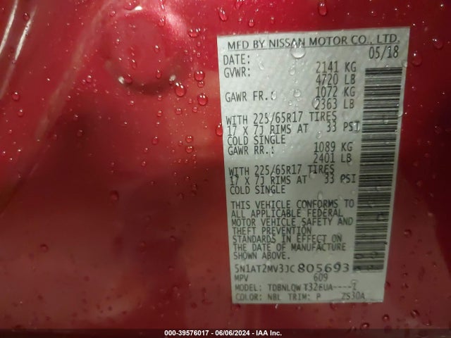 Nissan ROGUE SV 2018 5N1AT2MV3JC805693 Image 9