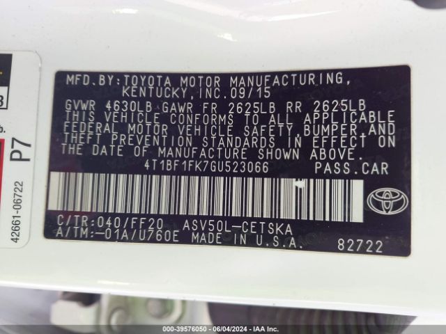 4T1BF1FK7GU523066 Toyota CAMRY SE