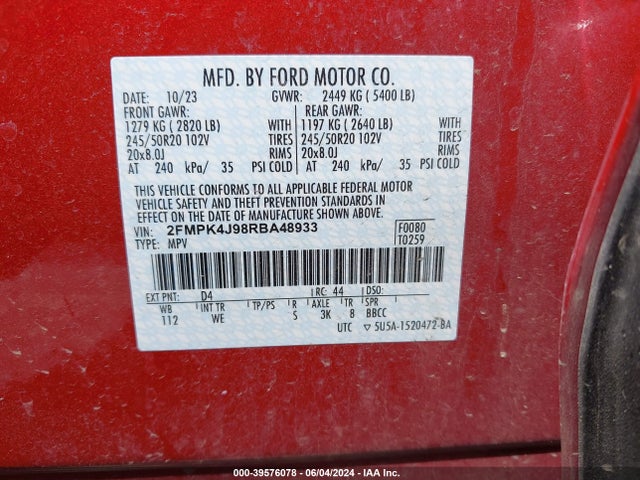 Ford Edge St-line 2024 2FMPK4J98RBA48933 Image 9