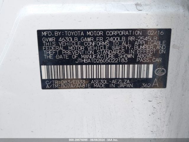 JTHBA1D26G5022183 Lexus IS 200T