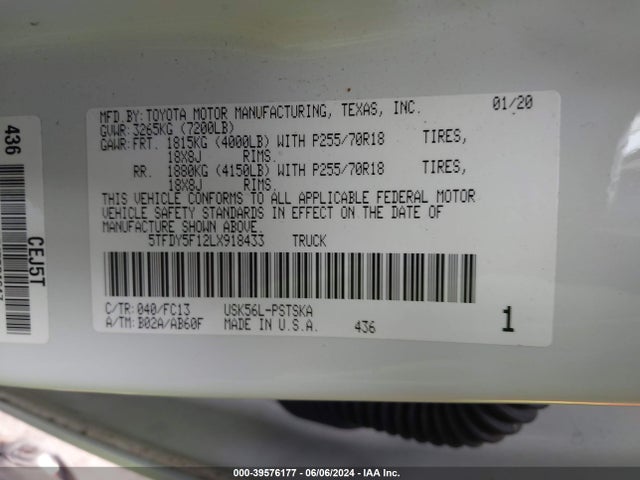 Toyota Tundra Sr5 2020 5TFDY5F12LX918433 Image 9