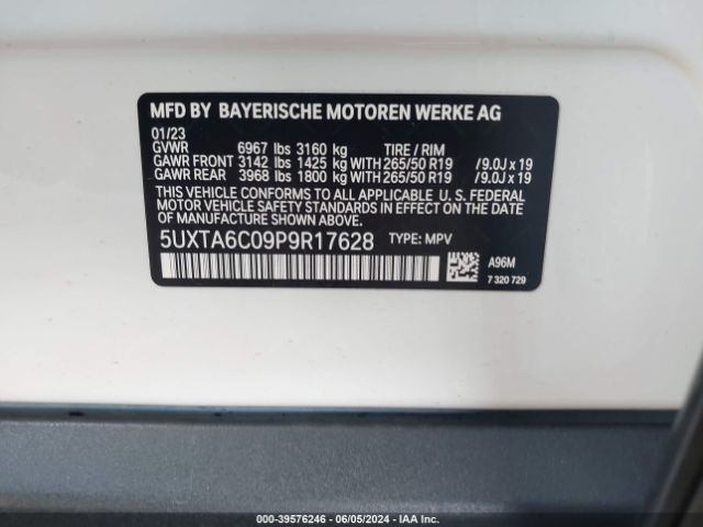 5UXTA6C09P9R17628 BMW X5 Phev Xdrive45e