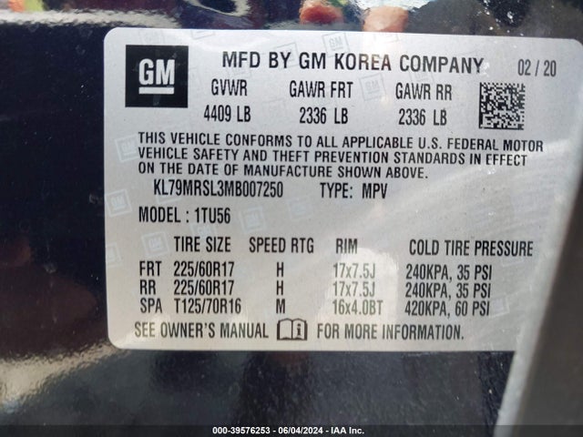 Chevrolet Trailblazer Awd Lt 2021 KL79MRSL3MB007250 Image 9