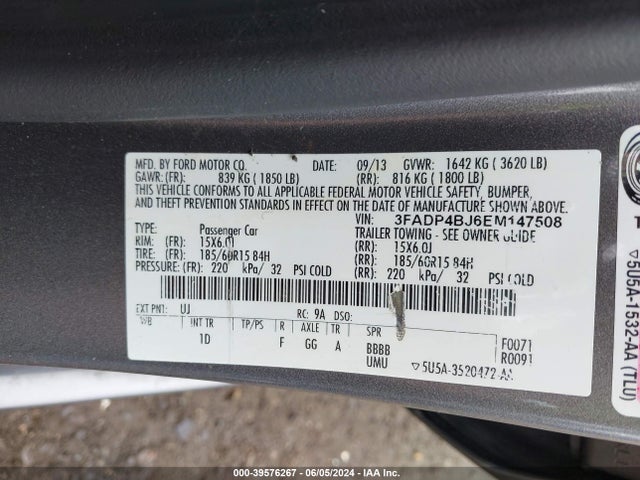 Ford FIESTA SE 2014 3FADP4BJ6EM147508 Image 9
