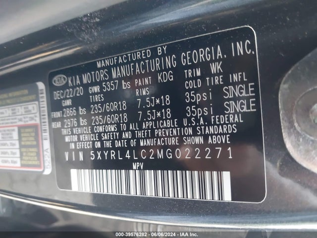 KIA SORENTO S 2021 5XYRL4LC2MG022271 Image 9