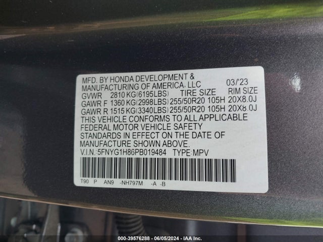 Honda Pilot Awd Elite 2023 5FNYG1H86PB019484 Image 9