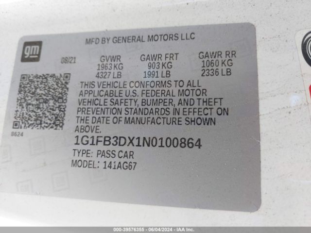 2022 CHEVROLET CAMARO 1G1FB3DX1N0100864 Photo 8