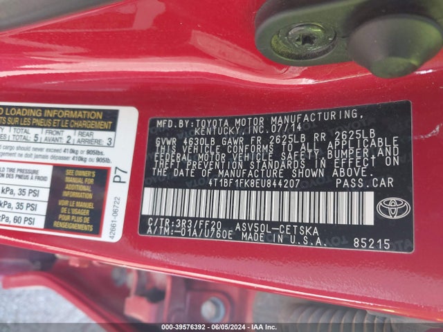 Toyota CAMRY SE 2014 4T1BF1FK8EU844207 Image 9