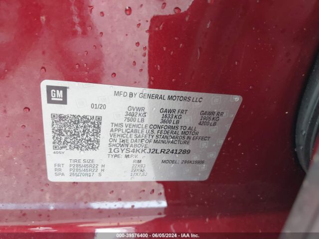 1GYS4KKJ2LR241289 Cadillac Escalade Esv 4wd Platinum